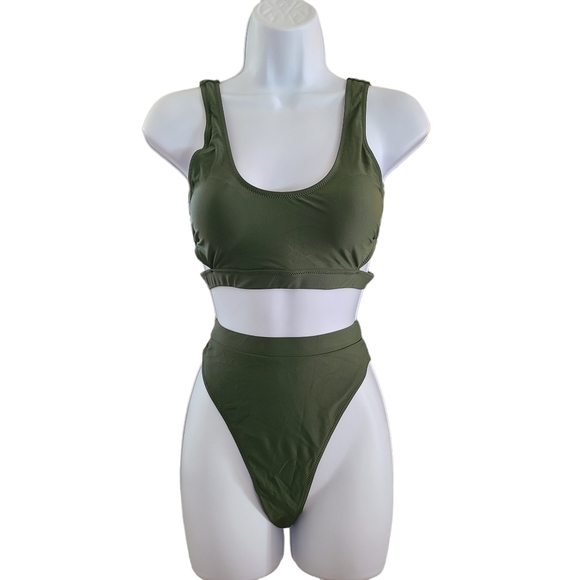 Blooming Jelly Olive Green High Waisted Bikini Size S - Picture 3 of 10